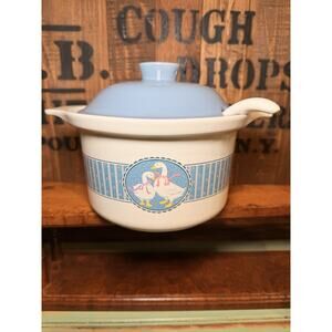 Vintage Ribbon Geese Soup Tureen Serving Dish Country Made In Japan